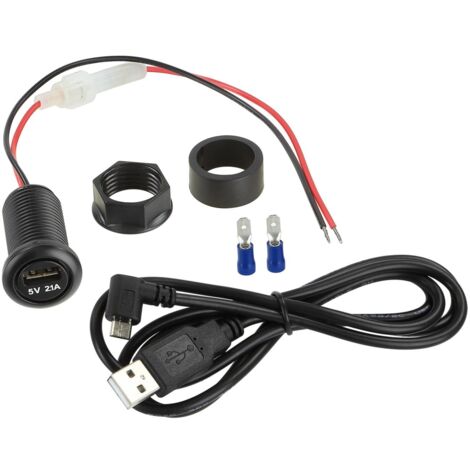 Adaptateur de charge USB-A 12V vers 5V 2.1A avec cable USB vers Micro USB 1m
