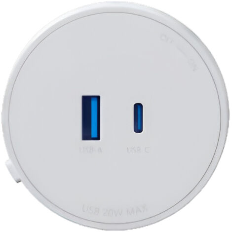 Adaptateur de Charge USB Goneo pour Rail d'alimentation modulaire, Mécanisme de Rotation on/Off, USB A et C 20 W Max - Blanc