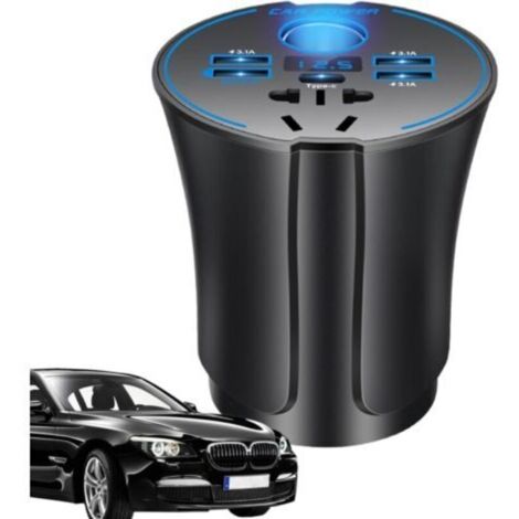 Adaptateur de chargeur de voiture, 12 V/24 V vers 220 V, fonction de sécurité, convertisseur de puissance automatique USB pour ordinateur portable, voyage, camping, accessoires de voyage