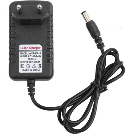 Adaptateur de Chargeur Li-ION à Noyau cuivre épais Secteur 21V/1A Batterie au Lithium Port 5,5 x 2,5 mm Prise UE