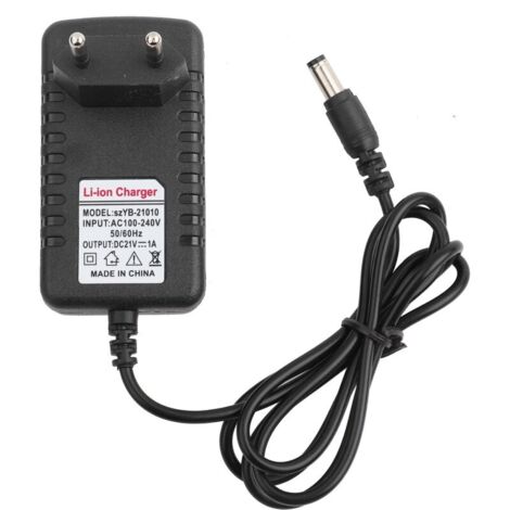 Adaptateur de chargeur lithium 21V 1A – Noyau en cuivre – Prise UE – Compatible batteries 5,5 x 2,5 mm – Plastique ignifuge