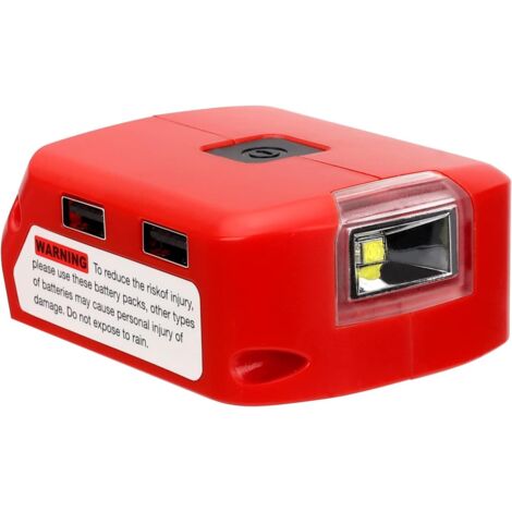 Adaptateur de chargeur USB pour batterie au lithium Milwaukee M18, lampe de travail LED avec double chargeur USB et port 12 V DC, source d'alimentation pour batterie lithium-ion de 14,4 à 20 V max