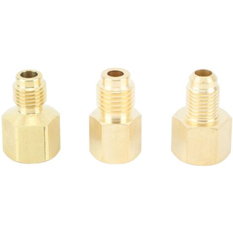 Adaptateur de climatisation 3 pièces, adaptateur de réservoir de réfrigérant en laiton, adaptateur de pompe à vide, adapté à la manipulation de réfrigération portable, outil de charge, adaptateur de c