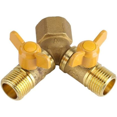 Adaptateur de connecteur de robinet à 2 voies Inverseur de tuyau, robinet en laiton de 1/2 pouces, accessoires d'arrosage de jardin-BDD