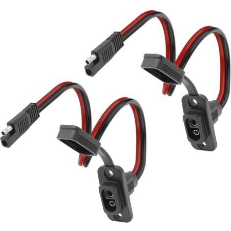 Adaptateur de connecteur rapide, rallonge 12 AWG, port d'alimentation latéral, résistant à la température, solaire universel, chargeur de batterie (2 pièces, 0,3 m), SAE