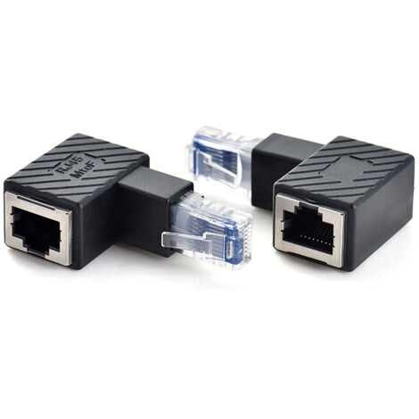 Adaptateur de connecteur réseau RJ45 à 90 degrés, connecteur droit, adaptateur de connecteur réseau à tête conique.