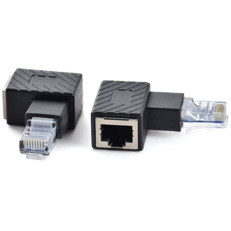 Adaptateur de connecteur réseau RJ45 à 90 degrés, connecteur droit RJ45, adaptateur de connecteur réseau à tête cristalline coudée à droite
