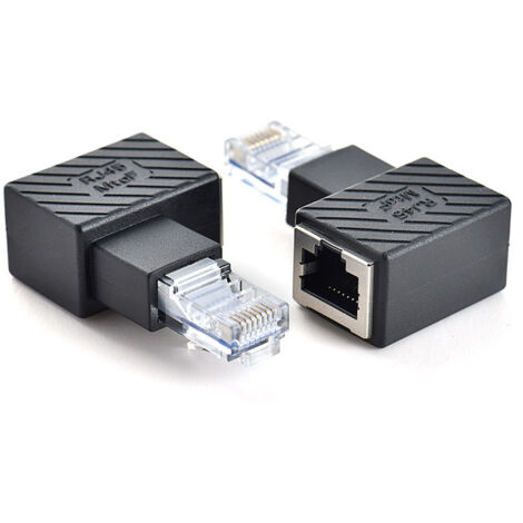 Adaptateur de connecteur réseau RJ45 à 90 degrés, connecteur réseau droit, adaptateur de connecteur réseau à tête cristalline coudée à gauche