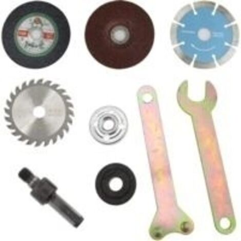 Adaptateur de conversion pour perceuse à main 9 pièces, clé pour meuleuse d'angle, adaptateur de foret à tige de 10 mm (pour le meulage, la coupe de carrelage, la coupe de métal) avec disque de coupe