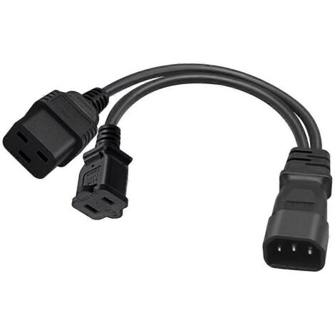 Adaptateur de Corde d'Alimentation Y C14 vers C19+1-15R avec Fils et Connecteur