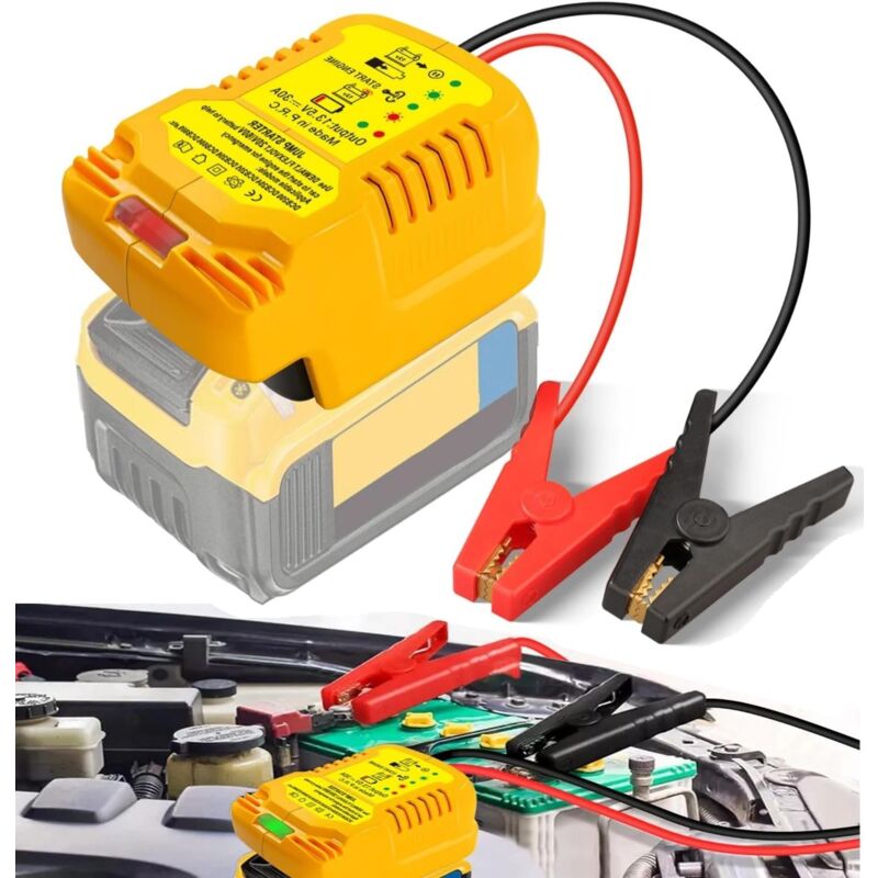 Adaptateur de démarrage de voiture pour Dewalt 20 V, batterie de démarrage portable 12 V, moteurs diesel jusqu'à 3,5 L à essence 6,5 L, adaptateur de
