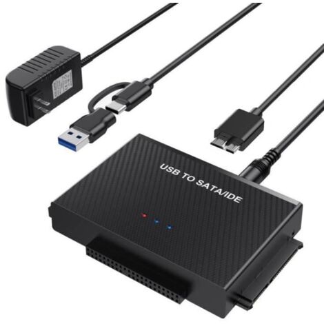 Adaptateur de disque dur USB 3.0 vers IDE SATA - ZGEER-80 cm pour disque dur SSD IDE SATA 2,5\" 3,5\" avec alimentation externe