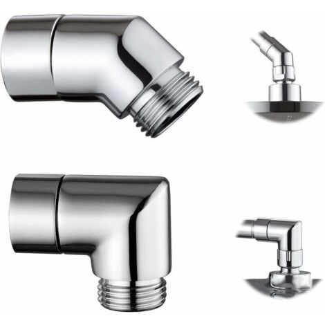 Adaptateur de douche à main en cuivre, adaptateur de pomme de douche inclinable au coude 90 °/135 °, pour connexion universelle de douche à main 1/2" (paquet de 2)