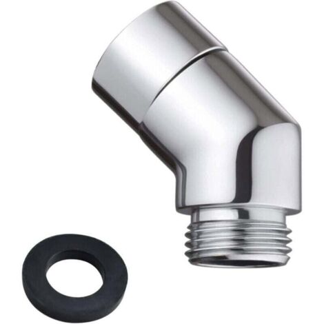 Adaptateur de douchette à 135 °, adaptateur de tuyau de douche, pièce articulée, raccord coudé pour douchette, adaptateur de tête pivotante, adaptateur pour tuyau de douche, avec joint en caoutchouc
