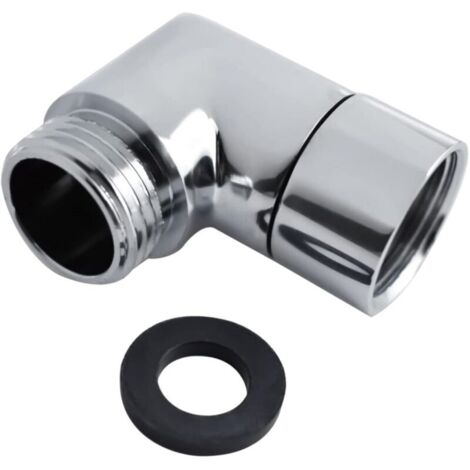 Adaptateur de douchette à 90° - Coude 1/2" - Pour pommeau de douche - Rallonge de tuyau de douche - Argenté