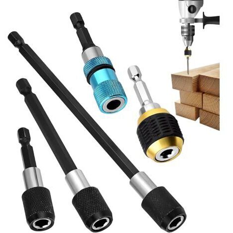 Adaptateur de Douille pour Perceuse Arbre Hexagonal de 0,6 cm 5 Pièces Adaptateurs pour Travaux Électriques Plomberie Garage Industriel Réparation Automobile