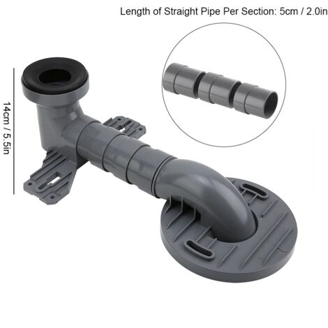 Adaptateur de Drainage WC Flexible - Raccord de Plomberie PP Gris pour Porte-Éjection 110mm avec 3 Sections Adjustables et Joint Élastique