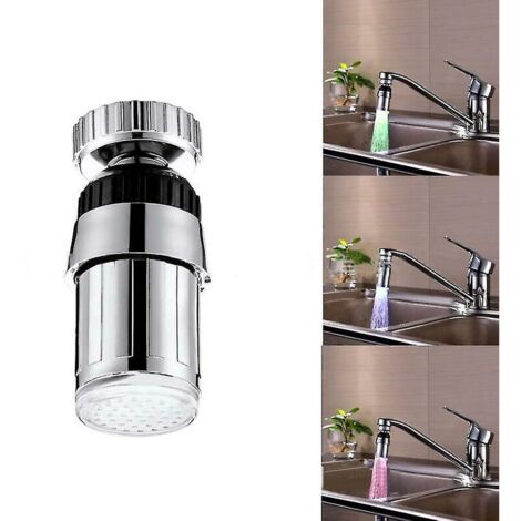 Adaptateur de filtre à eau rotatif à 360° pour robinet avec LED RGB et diffuseur d'air - Accessoires de cuisine