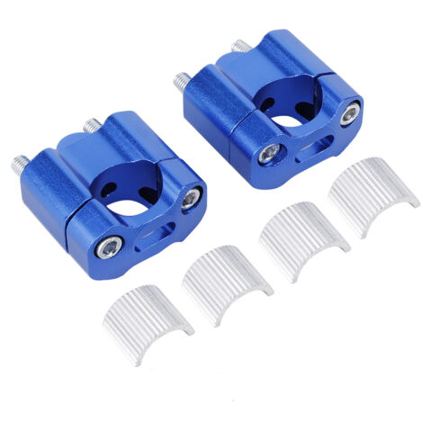 Adaptateur de guidon moto en alliage d'aluminium CNC - Paire (22mm/28mm) - Support de fixation bleu