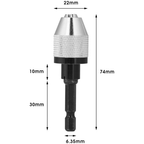 Adaptateur de Mandrin Rapide 6.5mm pour Visseuse Électrique, Convertisseur à Changement Rapide Hex (H01554)