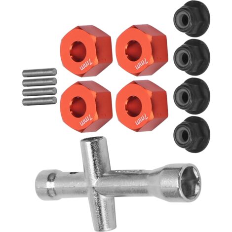 Adaptateur de moyeu 12mm pour modèles RC 1/10, avec écrous M4 et clé Allen, épaisseur 7mm pour voitures télécommandées