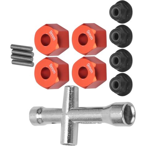 Adaptateur de moyeu 12mm pour modèles RC 1/10, avec écrous M4 et clé Allen, épaisseur 9mm