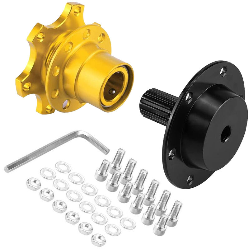 Eosnow - Adaptateur universel doré de moyeu de volant de voiture, adaptateur de course à dégagement rapide, Kit Boss à clipser
