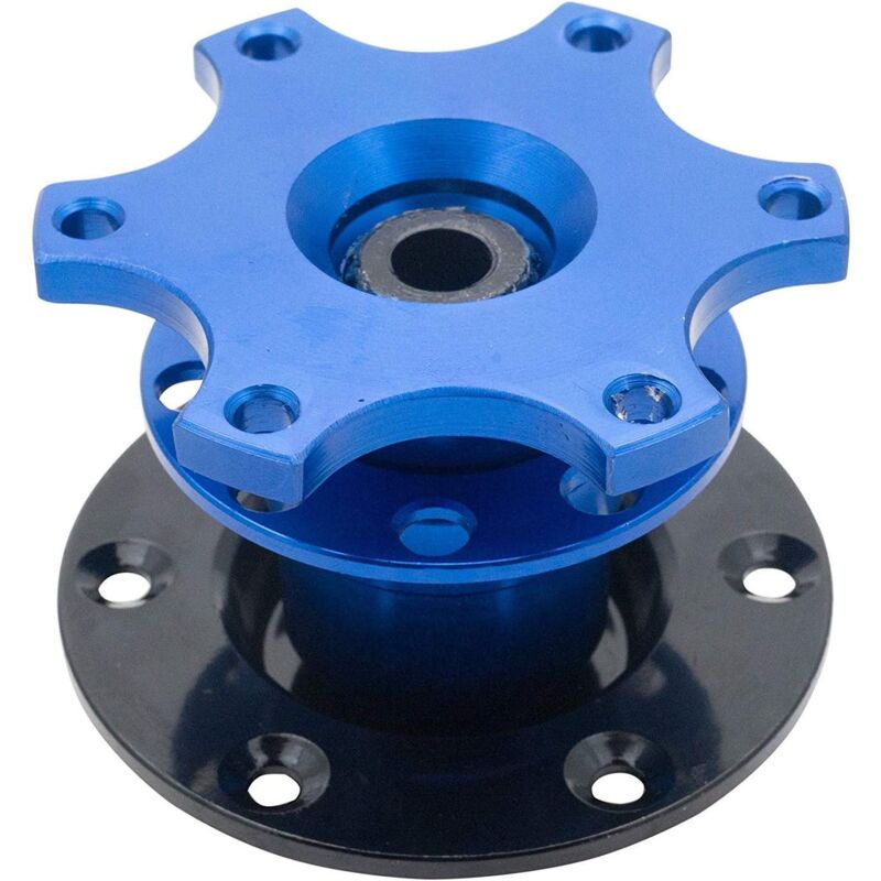 Adaptateur de moyeu de volant universel à 6 trous à dégagement rapide pour course rallye/sport automobile (Bleu)