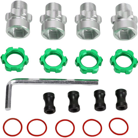 [Adaptateur de moyeu hexagonale cannelé] [Adéquation Traxxas Slash 2WD] [Métal 12mm à 17mm Vert Kit] [Accessoires de performance]