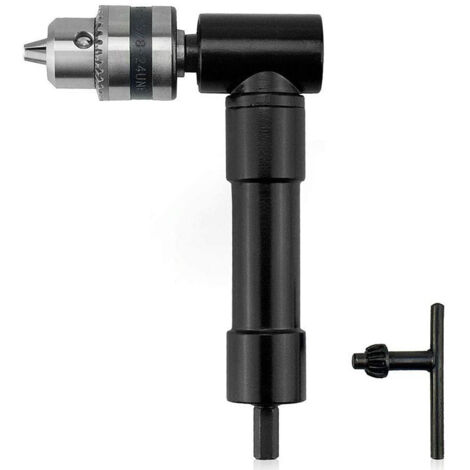 Adaptateur de Perceuse à 90 Degrés, Embout de Perceuse à Angle Droit 90°Mandrin à Angle Droit 1-10mm, Adaptateur de Perçage d'Angle, Accessoire de Perceuse d'Angle pour les Coins Étroits