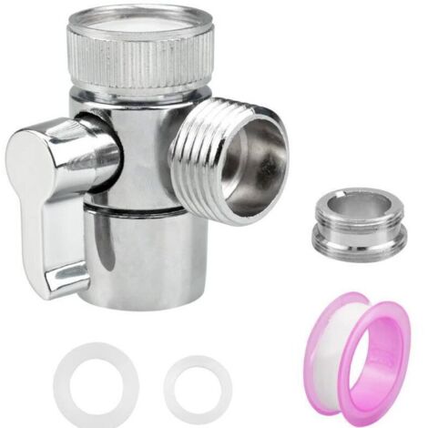 Adaptateur de pommeau de douche à 3 voies G1/2 pouce M22 x M24 pour raccord en T de douche, composants de système de douche avec inverseur pour robinet de cuisine/salle de bain/évier