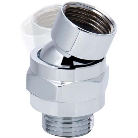 Adaptateur de pommeau de douche pivotant, connecteur de douche en laiton massif, rotule, extension de bras de douche universelle réglable (finition chromée)