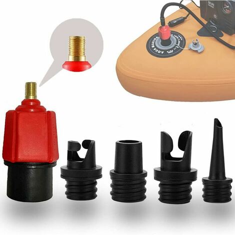 Adaptateur de pompe à pagaie 5 pièces avec 2 buses de valve d'air pour kayak/lit gonflable/planche à pagaie debout (bleu)-