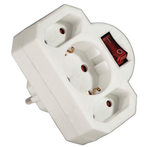 Adaptateur de prise avec interrupteur triple, blanc Arcas