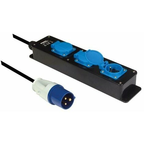 Adaptateur de prise cee vers bloc multiprise, 3 prises schuko
