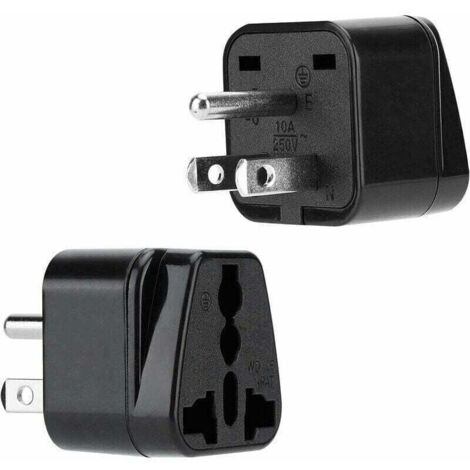 Adaptateur de prise de courant 2x noir - Lot de 2 adaptateurs de voyage type B pour prises pour l'Allemagne, l'Italie, l'Espagne et la France - Convertisseur