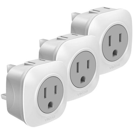 Adaptateur de prise de voyage britannique, adaptateur d&39alimentation International avec 2 prises, adaptateur de prise européenne 2 en 1 pour les états-unis à l&39irlande et londres, 3 pièces,White