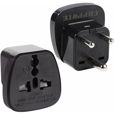 Adaptateur de Prise de Voyage de Type D à la Terre pour l'Inde Afrique Népal Pakistan (Paquet de 2)