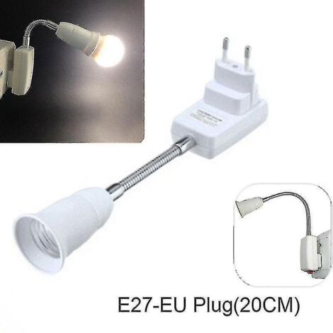 Adaptateur de prise E27 EU avec interrupteur marche/arrêt pour ampoule multidirectionnelle