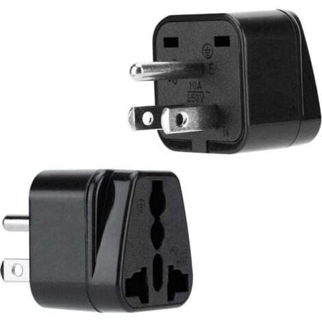 Adaptateur de prise noir Ulisem2X - Lot de 2 adaptateurs de voyage de type B pour l'Allemagne, l'Italie, l'Espagne et la France - Convertisseur