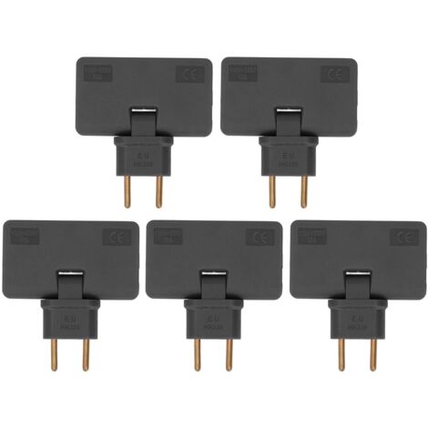 Adaptateur de prise UE sans fil 180 degrés, 1 à 3 prises plates européennes, 110-250 V, pour armoire (noir), 5 pièces