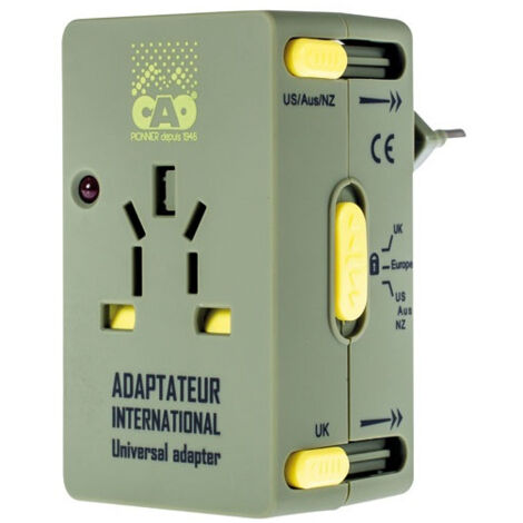 Adaptateur de prise universel kaki et jaune - CAO