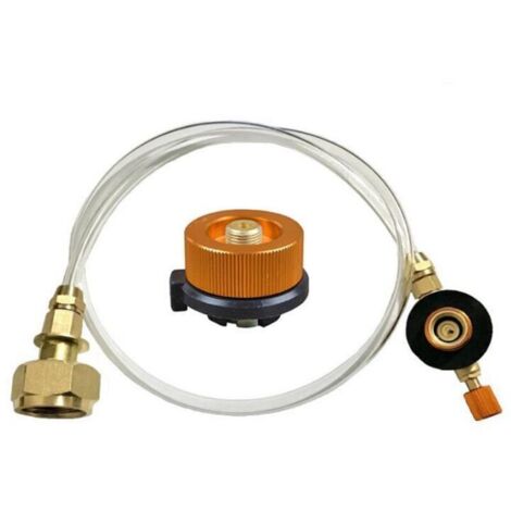 Adaptateur de Propane, Adaptateur Bouteille de Gaz Propane, Convertisseur de Réservoir Camping, Adaptateur de Recharge de Gaz, Tuyau de Remplissage Cuisinière, Accessoires pour Réchaud de Gaz