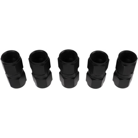 Adaptateur de raccord 10AN, 5 pièces, extrémité de tuyau pivotante droite femelle noire en alliage d'aluminium