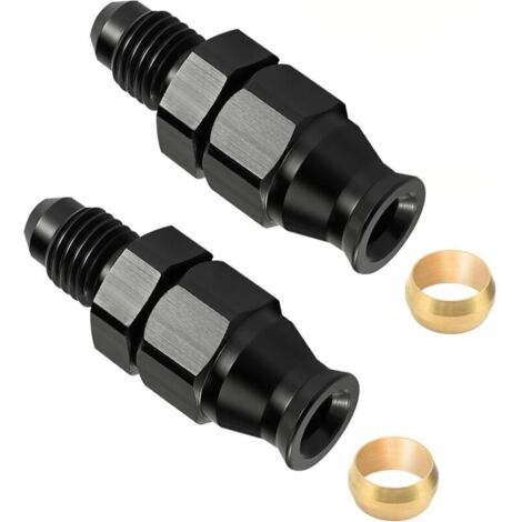 Adaptateur de raccord à compression  6AN mâle vers 3/8" Hardline en aluminium noir 2 pièces