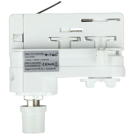 Adaptateur de rail triphasé V-TAC pour connexion 220 V, couleur blanche