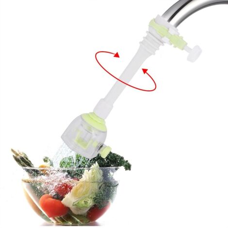 Adaptateur De Rallonge De Robinet Réglable Et Anti-Éclaboussures, Filtre Rotatif Pour Robinet De Cuisine À Économie D'Eau, Rallonge De Robinet À Valve (13 Cm, Vert)