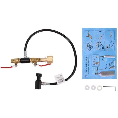 Adaptateur de Recharge CO2, Connecteur de Remplissage en Acier Inoxydable + Plastique avec Accessoires de Joint de Clé(24 Pouces-G1/2(CGA320))