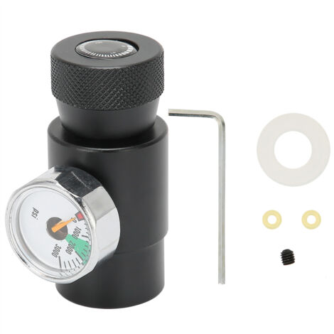 Adaptateur de Recharge de Cartouche CO2 avec Manomètre ASA 3000 PSI et Connecteur Noir