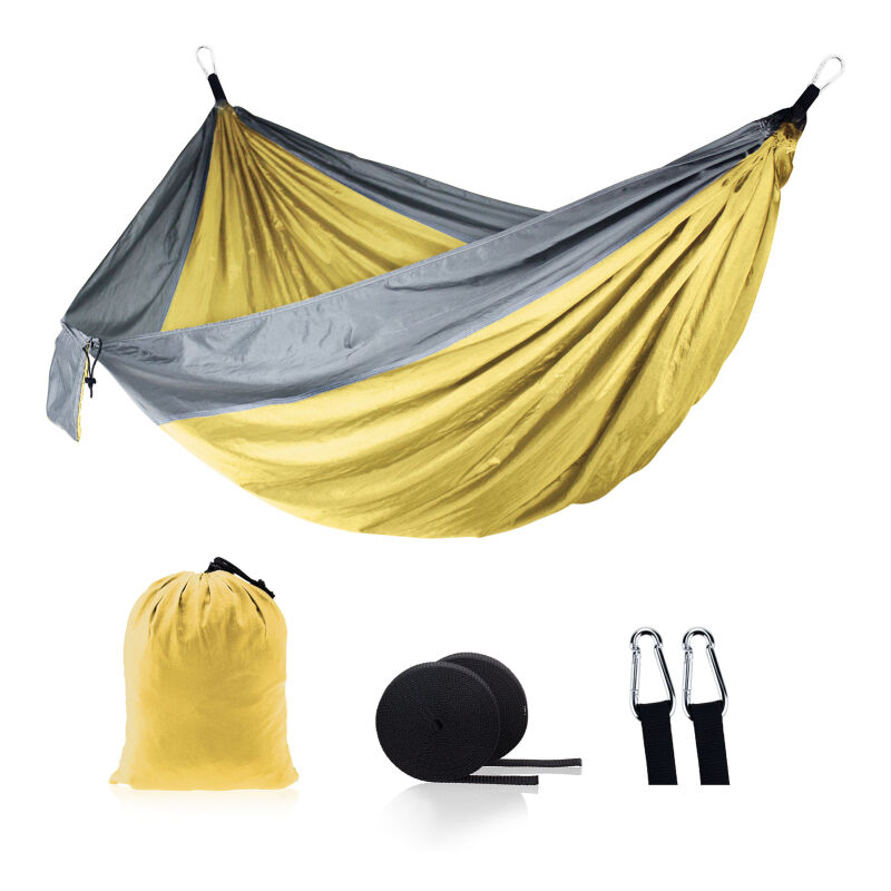 Lifcausal Hamac Nylon Large Intérieur/Extérieur Pour Camping, Plage et Randonnée Tissu 210T Résistant avec Suspension Renforcée